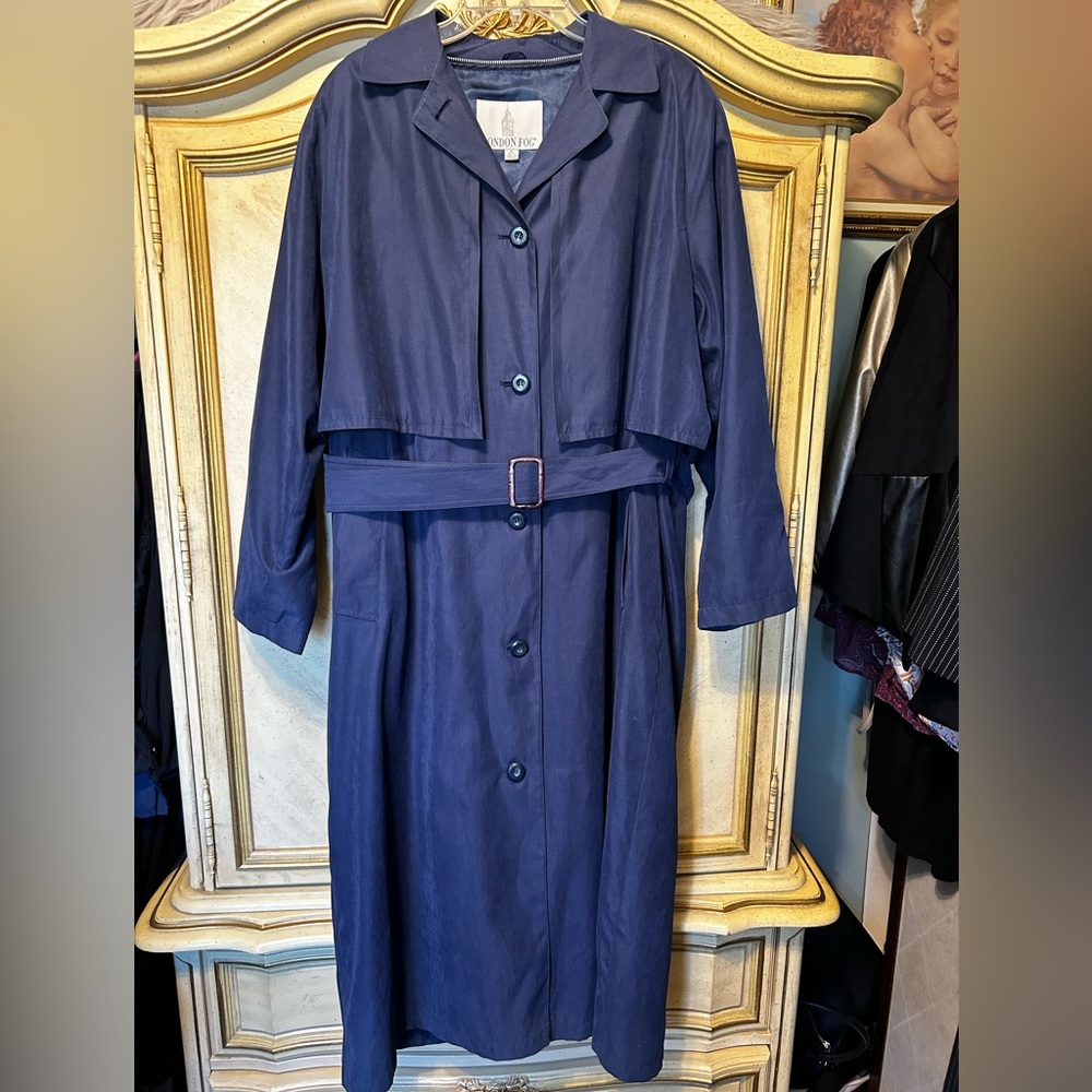 Vintage London Fog Blue Belted Trench Coat w/ Removable Liner